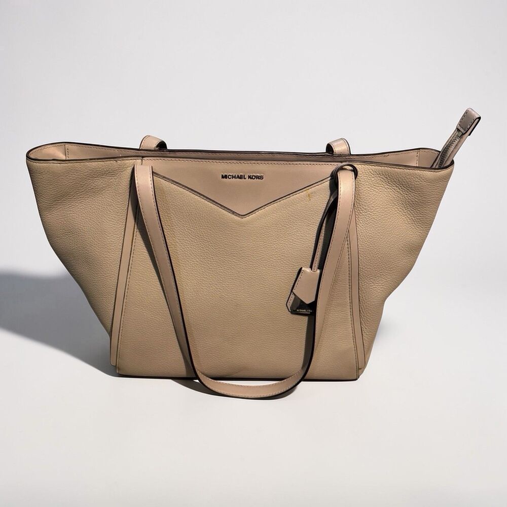 Michael Kors Whitney Large Leather Tote Taupe Shoulder Bag MK